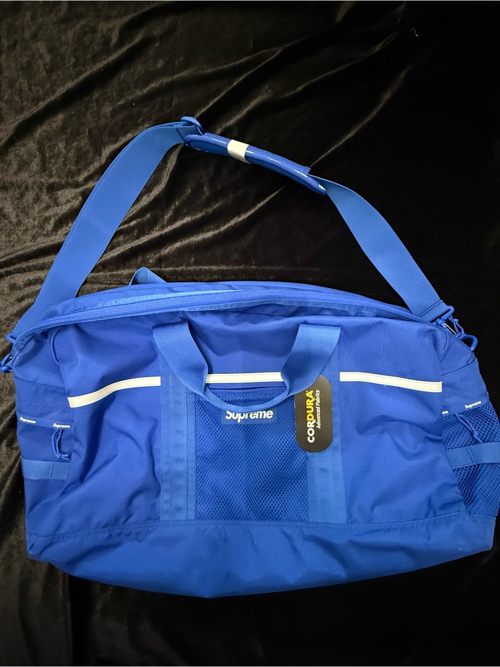 Supreme Royal Blue Cordura Duffel Bag with White Accents